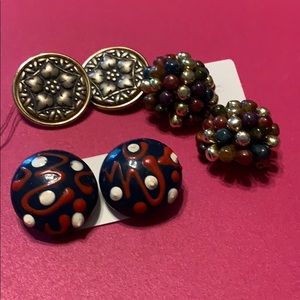 Clip-on earrings—- 3 pair